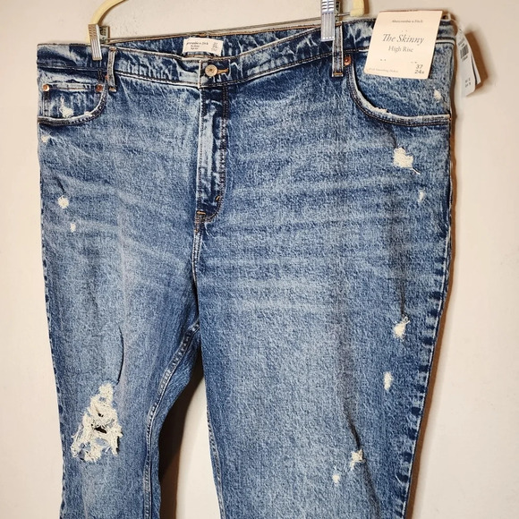 NWT Abercrombie Plus Size 24 the skinny highrise distressed jeans. - Picture 10 of 15